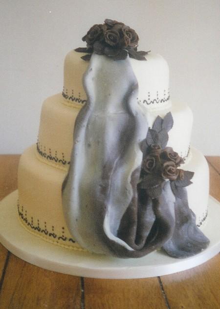 Chocolate Drape Wedding Cake  Ref CW105