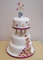 Tatty Teddy Wedding Cake With Gold and Red Hearts    Ref IC021