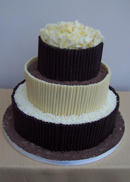 Chocolate Curl and Ruffle Wedding Cake  Ref CW011