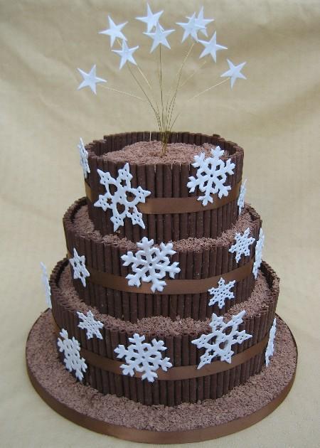 Chocolate Snowflake Wedding Cake Ref CC027