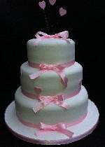 Pink Ribbon Wedding Cake   ref BC002